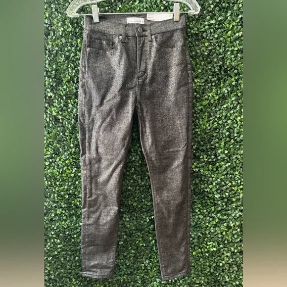 LOFT Shimmer High Rise Skinny Jeans in Black - Picture 4 of 12